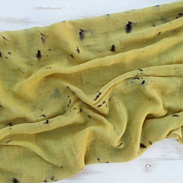 Wool-silk scarf goldenrod green