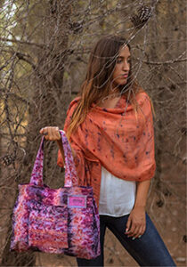 Wool-silk scarf orange & purple